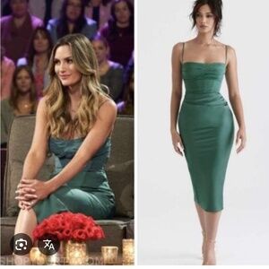 House of CB Teia Green Satin Corset Midi Dress size large